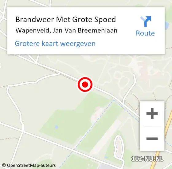Locatie op kaart van de 112 melding: Brandweer Met Grote Spoed Naar Wapenveld, Jan Van Breemenlaan op 11 april 2019 11:39