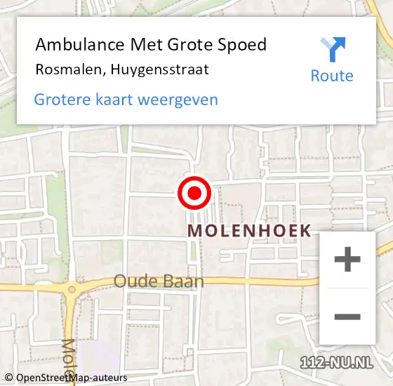 Locatie op kaart van de 112 melding: Ambulance Met Grote Spoed Naar Rosmalen, Huygensstraat op 11 april 2019 12:04