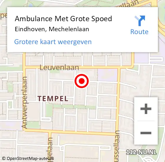 Locatie op kaart van de 112 melding: Ambulance Met Grote Spoed Naar Eindhoven, Mechelenlaan op 11 april 2019 12:15