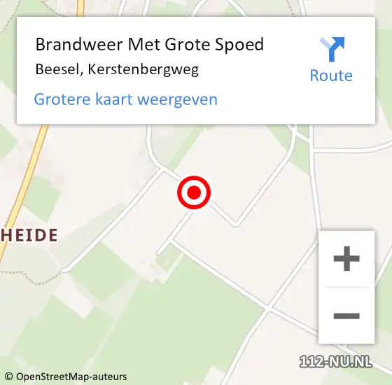 Locatie op kaart van de 112 melding: Brandweer Met Grote Spoed Naar Beesel, Kerstenbergweg op 11 april 2019 13:13