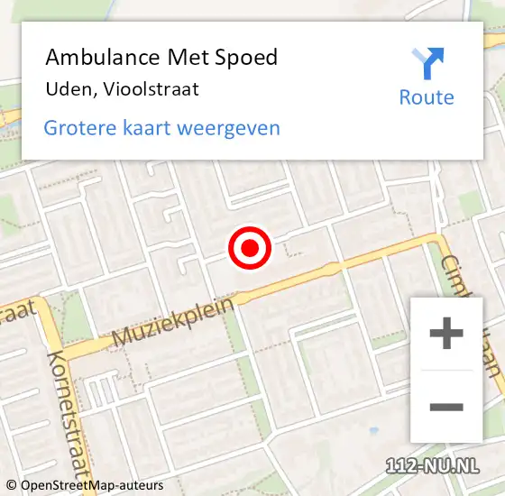 Locatie op kaart van de 112 melding: Ambulance Met Spoed Naar Uden, Vioolstraat op 11 april 2019 14:44