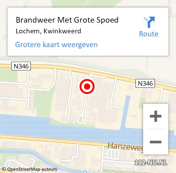 Locatie op kaart van de 112 melding: Brandweer Met Grote Spoed Naar Lochem, Kwinkweerd op 11 april 2019 14:59