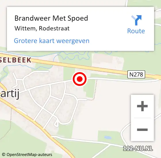 Locatie op kaart van de 112 melding: Brandweer Met Spoed Naar Wittem, Rodestraat op 11 april 2019 15:52