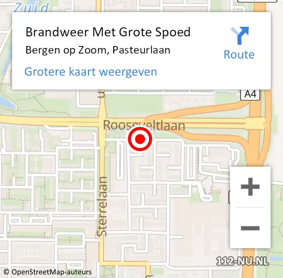 Locatie op kaart van de 112 melding: Brandweer Met Grote Spoed Naar Bergen op Zoom, Pasteurlaan op 11 april 2019 16:01