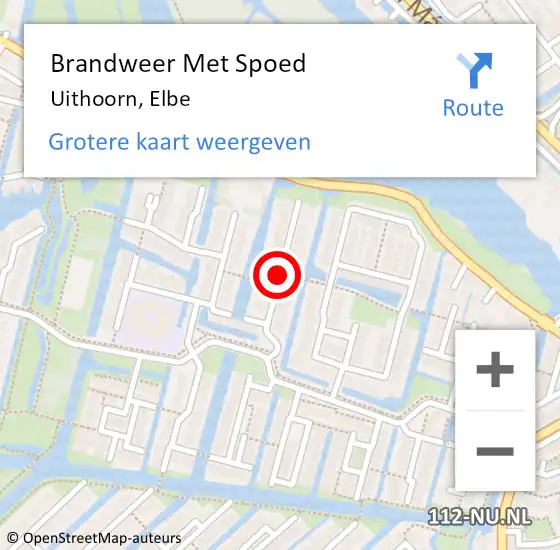 Locatie op kaart van de 112 melding: Brandweer Met Spoed Naar Uithoorn, Elbe op 11 april 2019 16:33