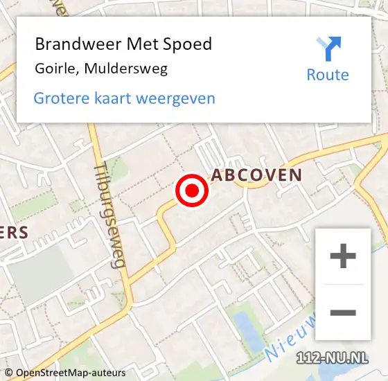 Locatie op kaart van de 112 melding: Brandweer Met Spoed Naar Goirle, Muldersweg op 11 april 2019 16:57