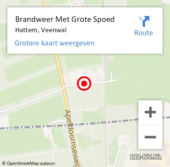 Locatie op kaart van de 112 melding: Brandweer Met Grote Spoed Naar Hattem, Veenwal op 11 april 2019 17:12