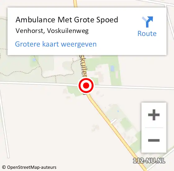 Locatie op kaart van de 112 melding: Ambulance Met Grote Spoed Naar Venhorst, Voskuilenweg op 11 april 2019 17:47