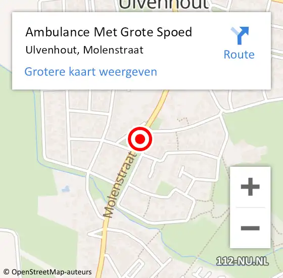Locatie op kaart van de 112 melding: Ambulance Met Grote Spoed Naar Ulvenhout, Molenstraat op 11 april 2019 18:32