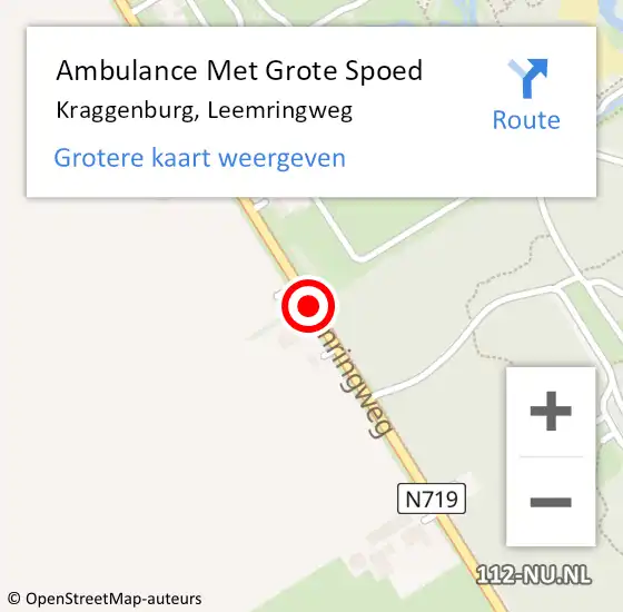 Locatie op kaart van de 112 melding: Ambulance Met Grote Spoed Naar Kraggenburg, Leemringweg op 11 april 2019 18:39