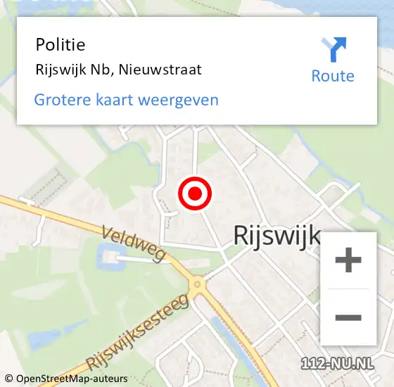 Locatie op kaart van de 112 melding: Politie Rijswijk Nb, Nieuwstraat op 11 april 2019 19:02