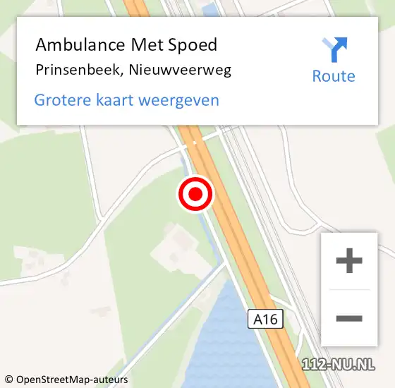 Locatie op kaart van de 112 melding: Ambulance Met Spoed Naar Prinsenbeek, Nieuwveerweg op 11 april 2019 19:52