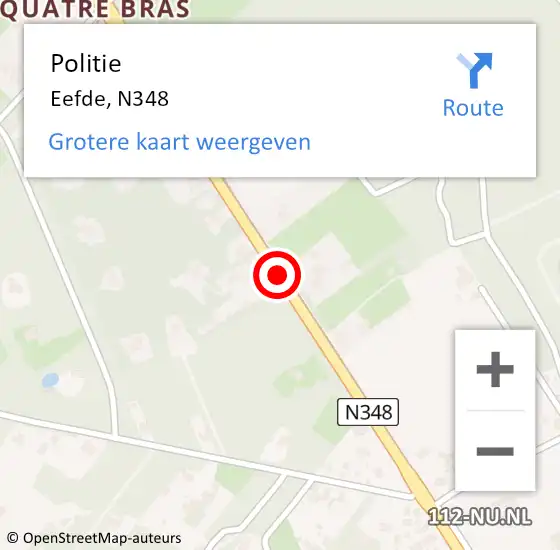 Locatie op kaart van de 112 melding: Politie Eefde, N348 op 11 april 2019 20:27