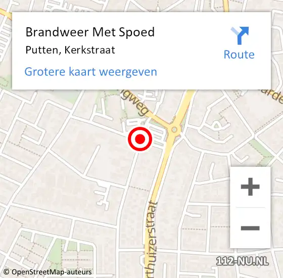 Locatie op kaart van de 112 melding: Brandweer Met Spoed Naar Putten, Kerkstraat op 11 april 2019 20:31