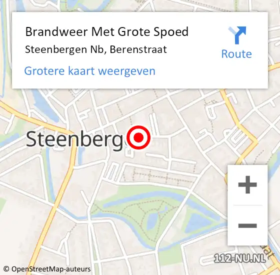 Locatie op kaart van de 112 melding: Brandweer Met Grote Spoed Naar Steenbergen Nb, Berenstraat op 11 april 2019 20:53