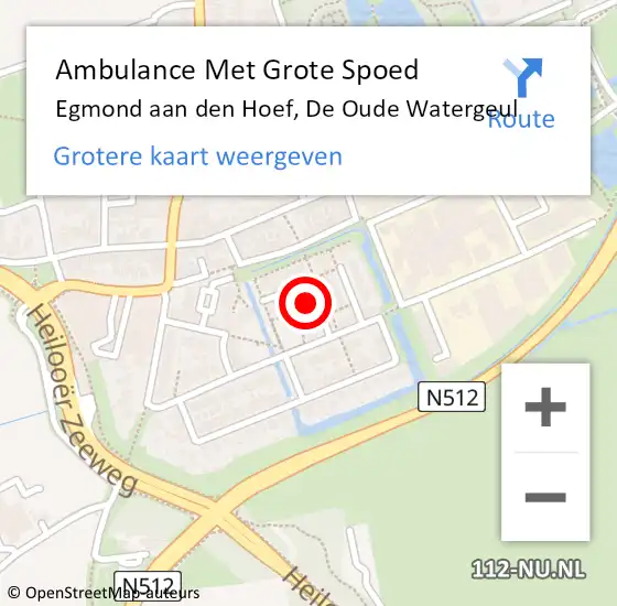 Locatie op kaart van de 112 melding: Ambulance Met Grote Spoed Naar Egmond aan den Hoef, De Oude Watergeul op 11 april 2019 21:56