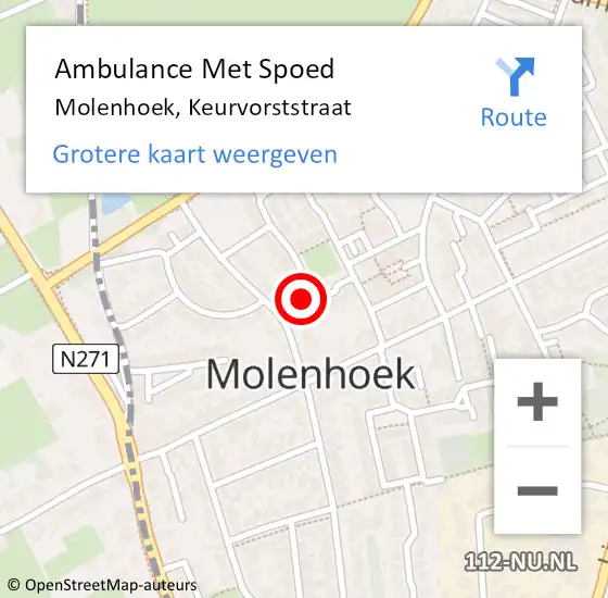 Locatie op kaart van de 112 melding: Ambulance Met Spoed Naar Molenhoek, Keurvorststraat op 26 september 2013 22:30