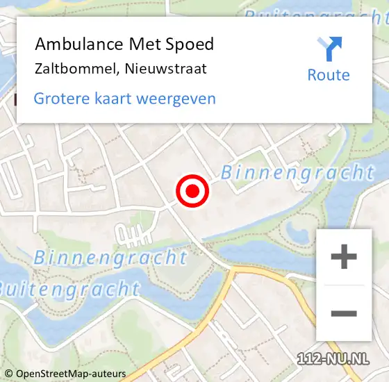 Locatie op kaart van de 112 melding: Ambulance Met Spoed Naar Zaltbommel, Nieuwstraat op 11 april 2019 22:37