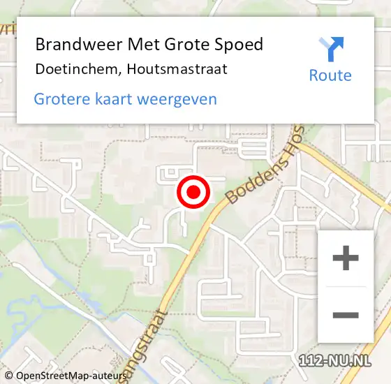 Locatie op kaart van de 112 melding: Brandweer Met Grote Spoed Naar Doetinchem, Houtsmastraat op 11 april 2019 23:26