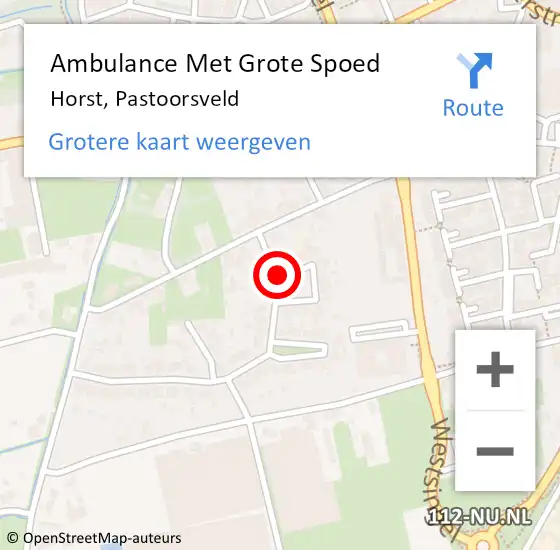 Locatie op kaart van de 112 melding: Ambulance Met Grote Spoed Naar Horst, Pastoorsveld op 29 maart 2014 01:14