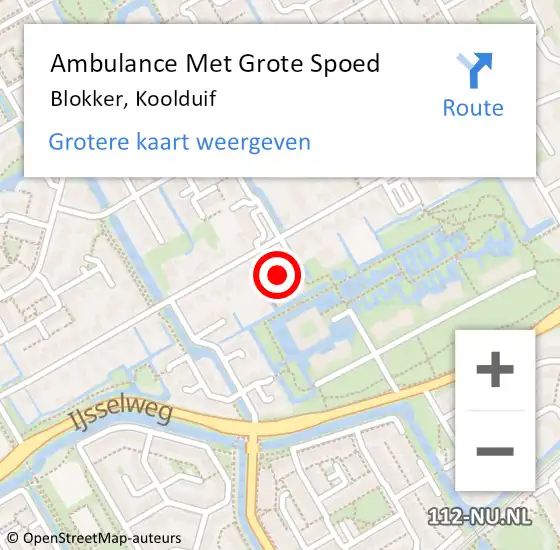 Locatie op kaart van de 112 melding: Ambulance Met Grote Spoed Naar Blokker, Koolduif op 12 april 2019 04:42