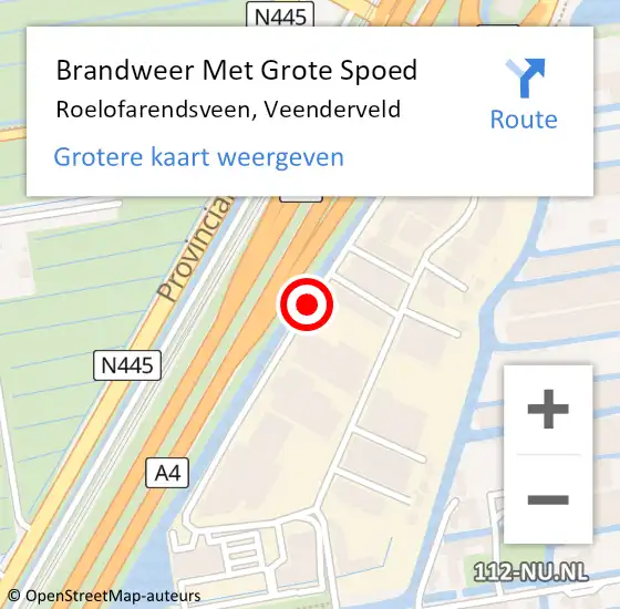 Locatie op kaart van de 112 melding: Brandweer Met Grote Spoed Naar Roelofarendsveen, Veenderveld op 12 april 2019 07:57