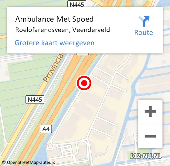 Locatie op kaart van de 112 melding: Ambulance Met Spoed Naar Roelofarendsveen, Veenderveld op 12 april 2019 07:57