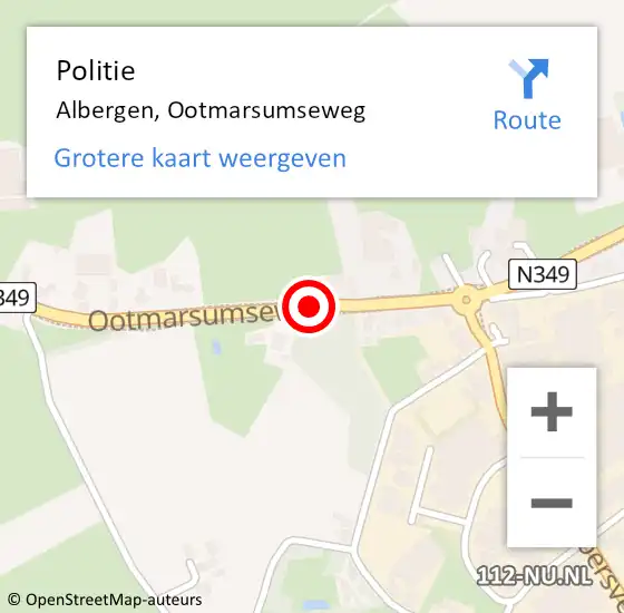 Locatie op kaart van de 112 melding: Politie Albergen, Ootmarsumseweg op 12 april 2019 09:09