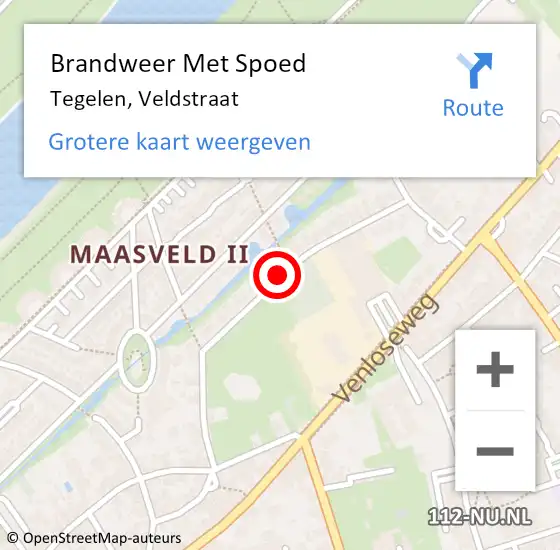 Locatie op kaart van de 112 melding: Brandweer Met Spoed Naar Tegelen, Veldstraat op 12 april 2019 09:28