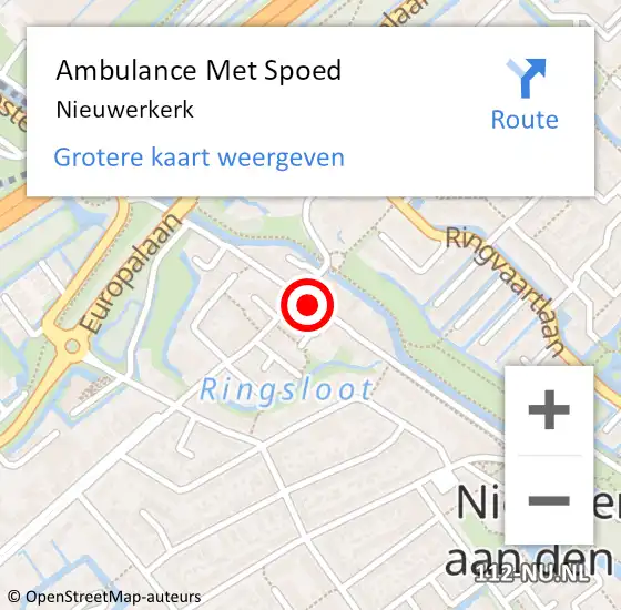 Locatie op kaart van de 112 melding: Ambulance Met Spoed Naar Nieuwerkerk op 12 april 2019 09:57