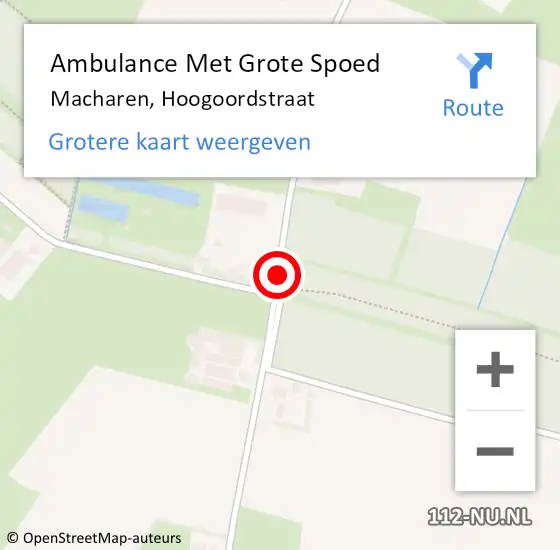 Locatie op kaart van de 112 melding: Ambulance Met Grote Spoed Naar Macharen, Hoogoordstraat op 12 april 2019 10:04