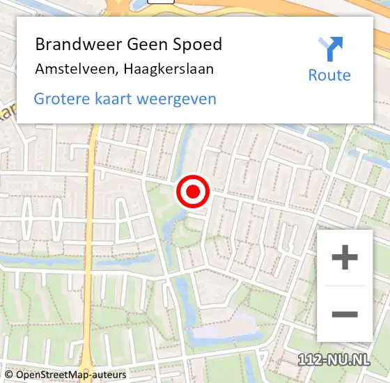 Locatie op kaart van de 112 melding: Brandweer Geen Spoed Naar Amstelveen, Haagkerslaan op 12 april 2019 10:39