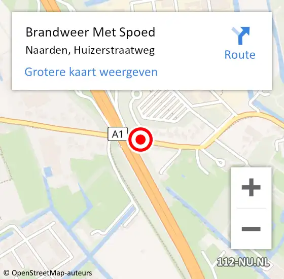Locatie op kaart van de 112 melding: Brandweer Met Spoed Naar Naarden, Huizerstraatweg op 12 april 2019 10:55