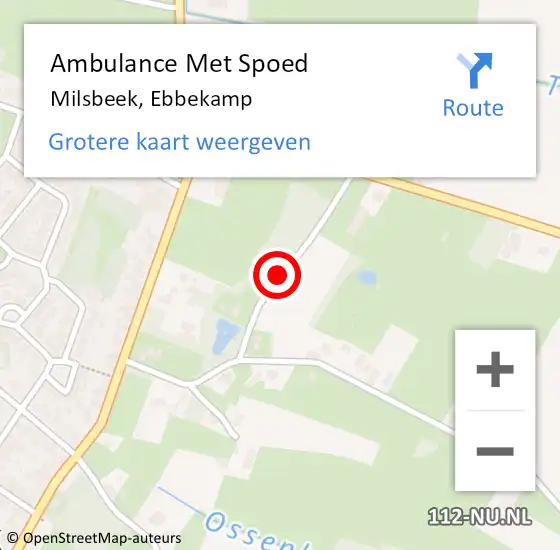 Locatie op kaart van de 112 melding: Ambulance Met Spoed Naar Milsbeek, Ebbekamp op 12 april 2019 10:56