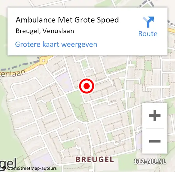 Locatie op kaart van de 112 melding: Ambulance Met Grote Spoed Naar Breugel, Venuslaan op 12 april 2019 10:57