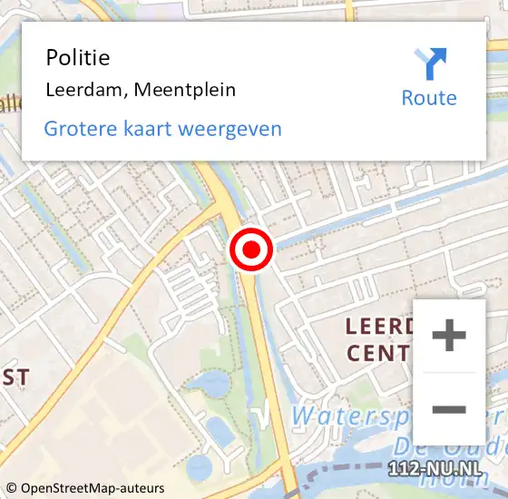 Locatie op kaart van de 112 melding: Politie Leerdam, Meentplein op 12 april 2019 11:44