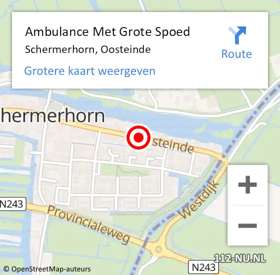 Locatie op kaart van de 112 melding: Ambulance Met Grote Spoed Naar Schermerhorn, Oosteinde op 29 maart 2014 02:51