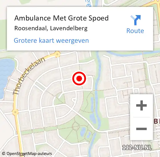 Locatie op kaart van de 112 melding: Ambulance Met Grote Spoed Naar Roosendaal, Lavendelberg op 12 april 2019 12:37