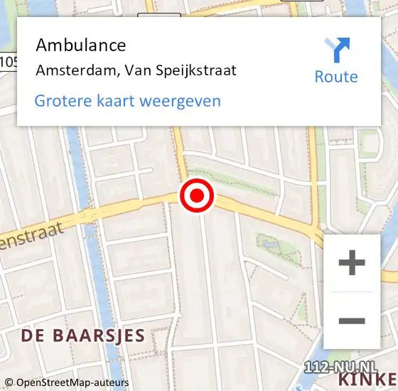 Locatie op kaart van de 112 melding: Ambulance Amsterdam, Van Speijkstraat op 12 april 2019 13:24
