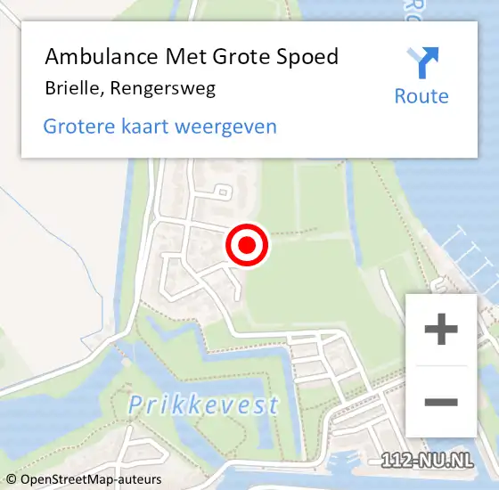 Locatie op kaart van de 112 melding: Ambulance Met Grote Spoed Naar Brielle, Rengersweg op 29 maart 2014 03:09