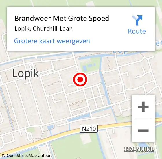 Locatie op kaart van de 112 melding: Brandweer Met Grote Spoed Naar Lopik, Churchill-Laan op 12 april 2019 13:52