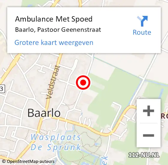 Locatie op kaart van de 112 melding: Ambulance Met Spoed Naar Baarlo, Pastoor Geenenstraat op 12 april 2019 13:53