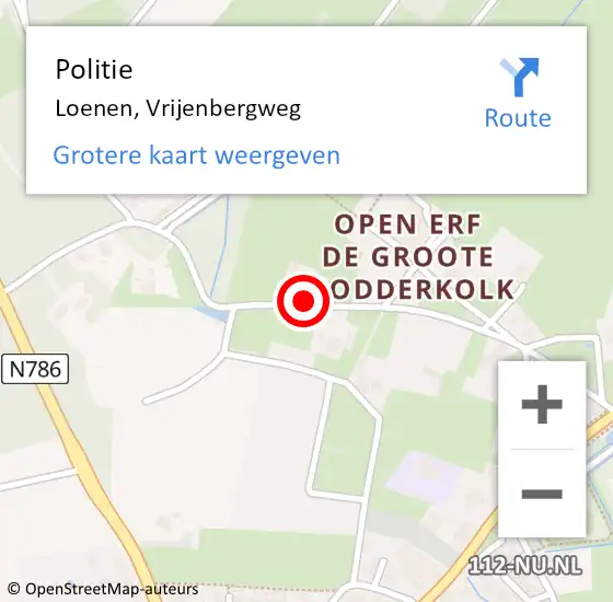 Locatie op kaart van de 112 melding: Politie Loenen, Vrijenbergweg op 12 april 2019 14:22