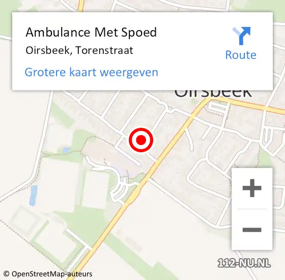 Locatie op kaart van de 112 melding: Ambulance Met Spoed Naar Oirsbeek, Torenstraat op 29 maart 2014 03:30