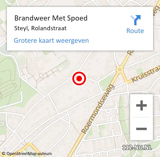 Locatie op kaart van de 112 melding: Brandweer Met Spoed Naar Steyl, Rolandstraat op 12 april 2019 14:43