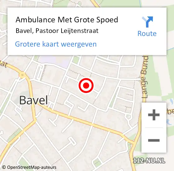 Locatie op kaart van de 112 melding: Ambulance Met Grote Spoed Naar Bavel, Pastoor Leijtenstraat op 12 april 2019 15:07