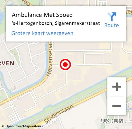 Locatie op kaart van de 112 melding: Ambulance Met Spoed Naar 's-Hertogenbosch, Sigarenmakerstraat op 12 april 2019 15:25