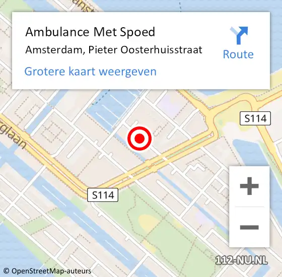 Locatie op kaart van de 112 melding: Ambulance Met Spoed Naar Amsterdam, Pieter Oosterhuisstraat op 12 april 2019 16:01