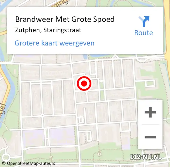 Locatie op kaart van de 112 melding: Brandweer Met Grote Spoed Naar Zutphen, Staringstraat op 29 maart 2014 04:03