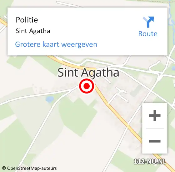 Locatie op kaart van de 112 melding: Politie Sint Agatha op 12 april 2019 16:20